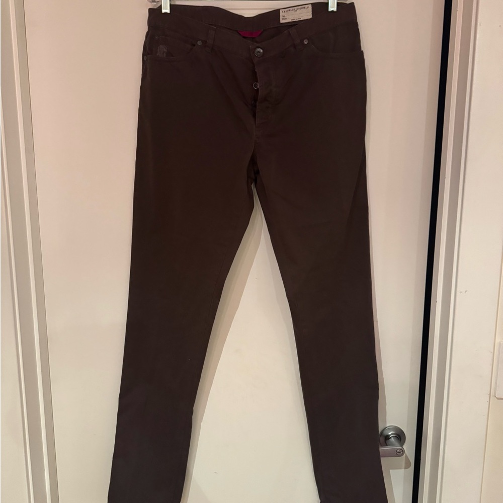 Brunello Cucinelli Men’s Dark Brown Slim Jeans, 52 IT/36 US.